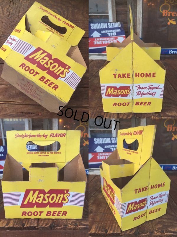 画像2: Vintage Soda 6 Pac bottles Cardboard carrying case Mason's ( (AL0099)