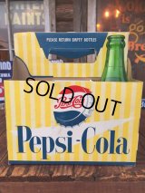 Vintage Soda 6 Pac bottles Cardboard carrying case Pepsi ( (AL0100)