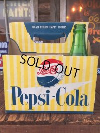 Vintage Soda 6 Pac bottles Cardboard carrying case Pepsi ( (AL0100)