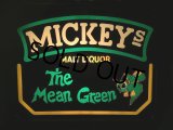 Vintage Mickeys Malt Liquor The Mean Green Lighted Beer Sign (AL1125)