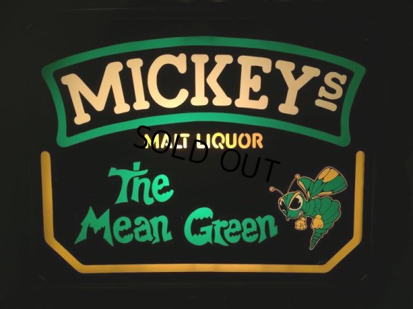 画像1: Vintage Mickeys Malt Liquor The Mean Green Lighted Beer Sign (AL1125)