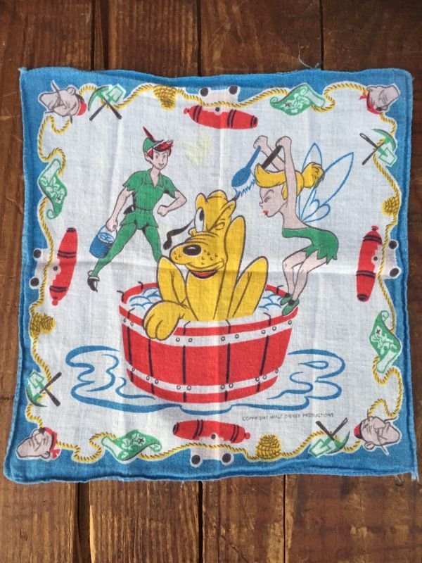 画像2: 50s Vintage Hanky Disney Peter Pan Tinkerbell with Pluto (AL1702)