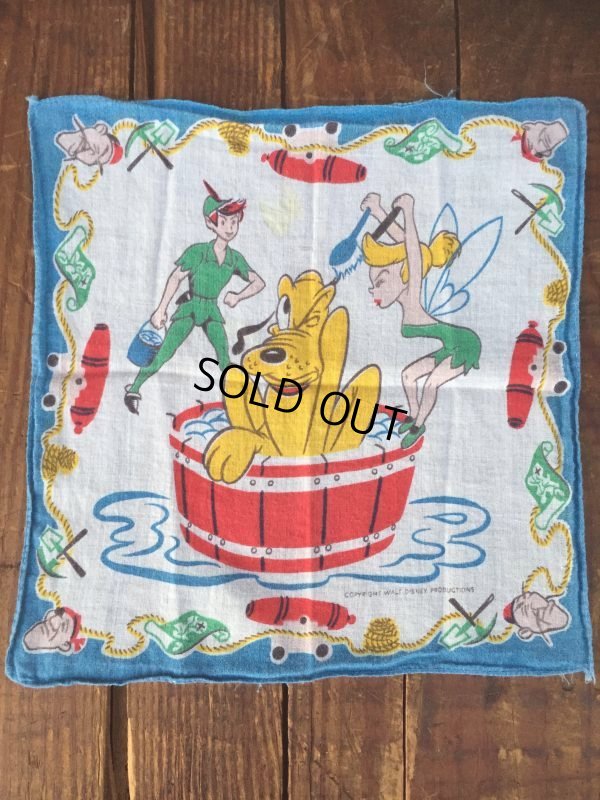 画像2: 50s Vintage Hanky Disney Peter Pan Tinkerbell with Pluto (AL1702)