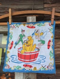 50s Vintage Hanky Disney Peter Pan Tinkerbell with Pluto (AL1702)