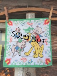 50s Vintage Hanky Disney Pluto with the Three Little Pigs (AL1701)