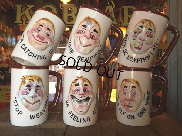 画像1: Vinatge Enesco Funny Face 3D Ceramic Mugs (J027)