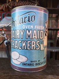 Vintage Ontario Oven fresh Dairymaid Crackers Bank Can (J40) 