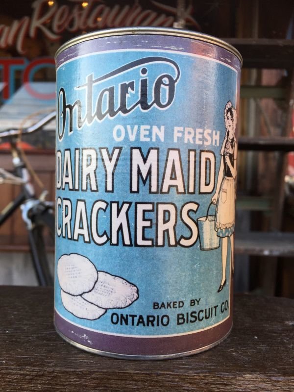 画像1: Vintage Ontario Oven fresh Dairymaid Crackers Bank Can (J40) 