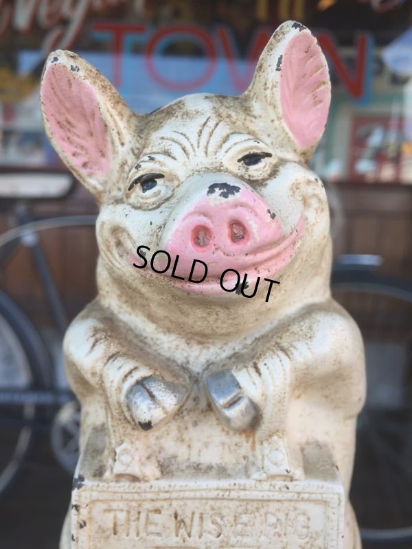 画像9: Vintage Thrifty The Wise Pig Cast Iron Piggy Bank (J059)