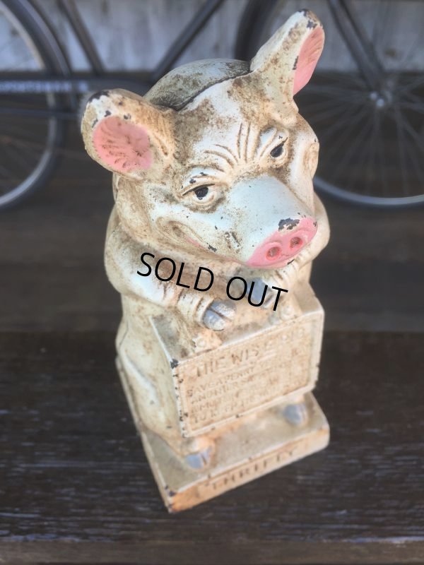 画像7: Vintage Thrifty The Wise Pig Cast Iron Piggy Bank (J059)