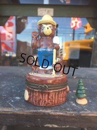 70s Vintage Smokey Bear Ceramic Figure Jewelry Box (J062) 