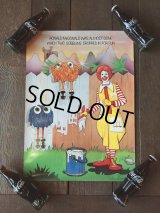 70s Vintage McDonalds Poster Sign Ronald McDonald (J064) 