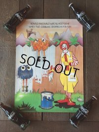 70s Vintage McDonalds Poster Sign Ronald McDonald (J064) 