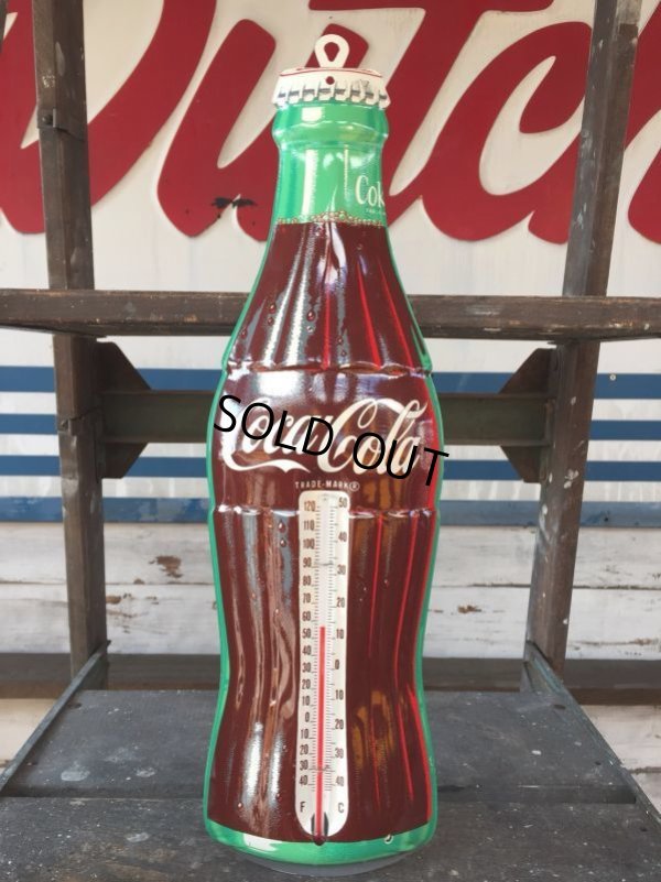 画像1: 70s Vintage Soda Coca Cola Metal Sign Advertising Thermometer (J093)