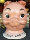 Vintage Ceramic Pig Face Piggy Bank (J128)