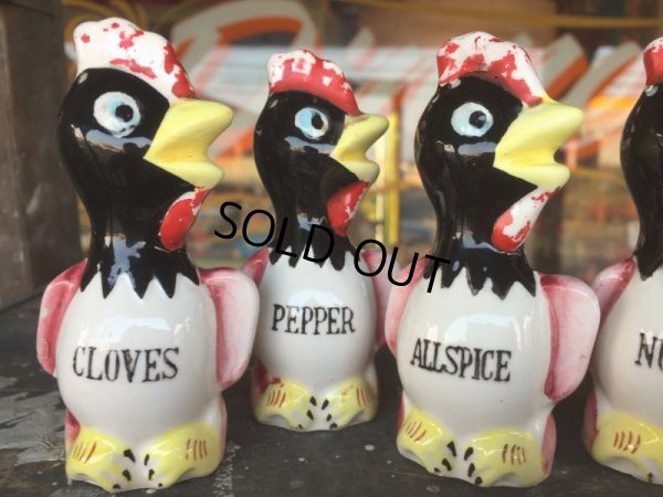 画像6: Vintage Rooster Spice Containers Set (J124)