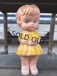 60s Vintage Edward Mobley Squeak Doll Girl & Bear (J156)