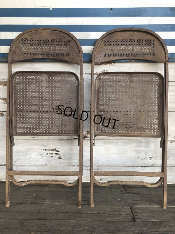 画像7: Vintage Metal Folding Chair Set (J201)