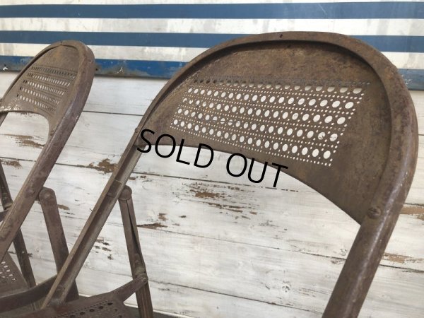 画像8: Vintage Metal Folding Chair Set (J201)
