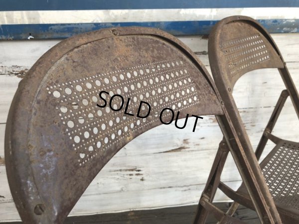 画像5: Vintage Metal Folding Chair Set (J201)