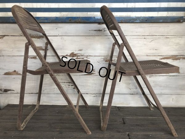 画像4: Vintage Metal Folding Chair Set (J201)