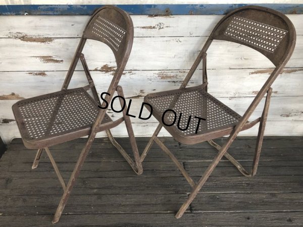 画像2: Vintage Metal Folding Chair Set (J201)