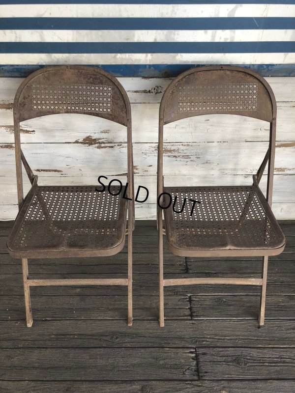 画像1: Vintage Metal Folding Chair Set (J201)