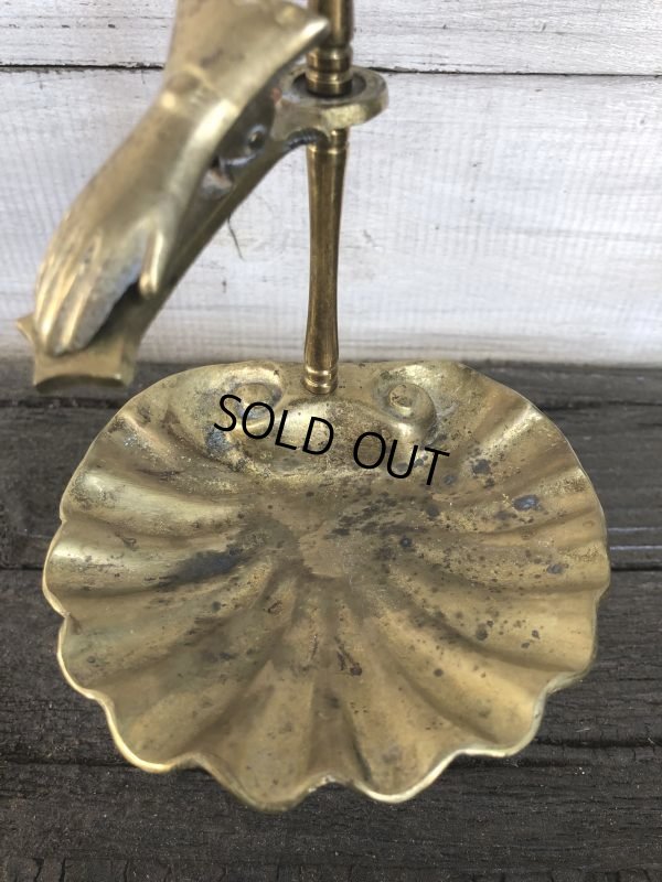 画像5: Vintage Brass Shell Dish Gloved Hand Clip Stand JAPAN (J202)