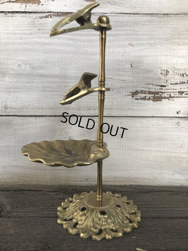 画像4: Vintage Brass Shell Dish Gloved Hand Clip Stand JAPAN (J202)