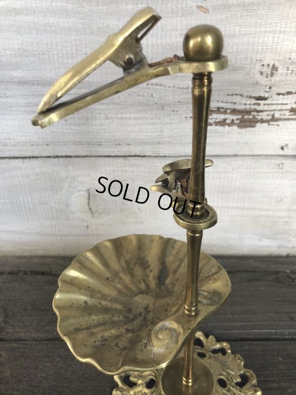 画像7: Vintage Brass Shell Dish Gloved Hand Clip Stand JAPAN (J202)
