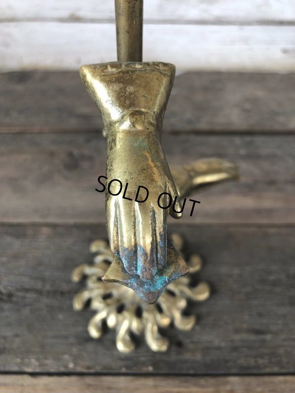画像5: Vintage Brass Gloved Hand Clip Stand JAPAN (J204)