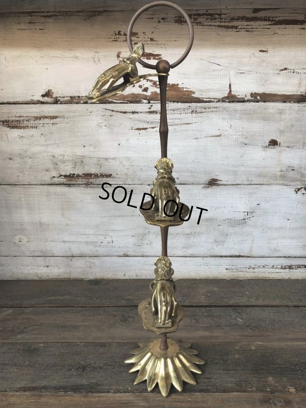 画像1: Vintage Brass Gloved Hand Clip Stand JAPAN (J207)