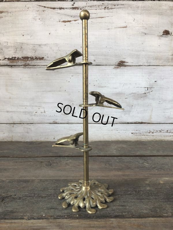 画像3: Vintage Brass Gloved Hand Clip Stand JAPAN (J204)