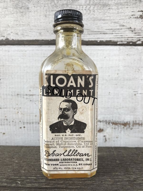 画像1: Vintage Sloan's Liniment Glass Bottle (J212)