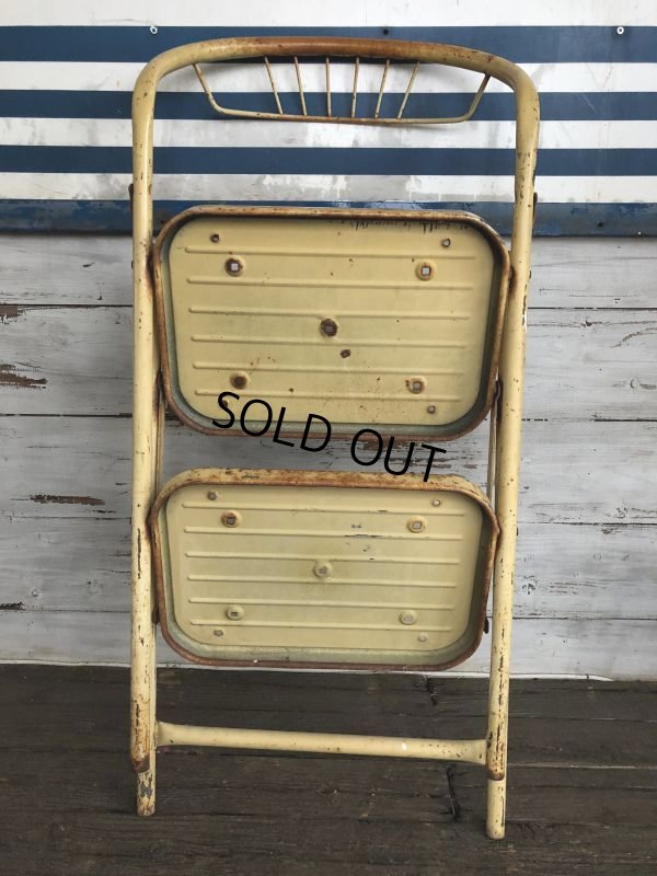 画像9: Vintage Folding Step Stool Chair Yellow (J255)  