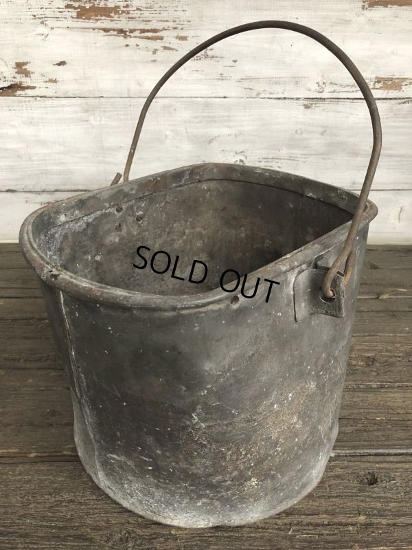 画像1: Vintage Heavy Metal Galvanzed Bucket Pail Can (J252)  