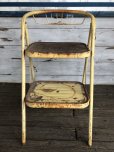 画像1: Vintage Folding Step Stool Chair Yellow (J255)   (1)