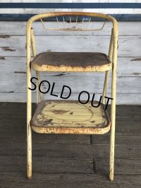 Vintage Folding Step Stool Chair Yellow (J255)  
