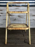 画像2: Vintage Folding Step Stool Chair Yellow (J255)   (2)