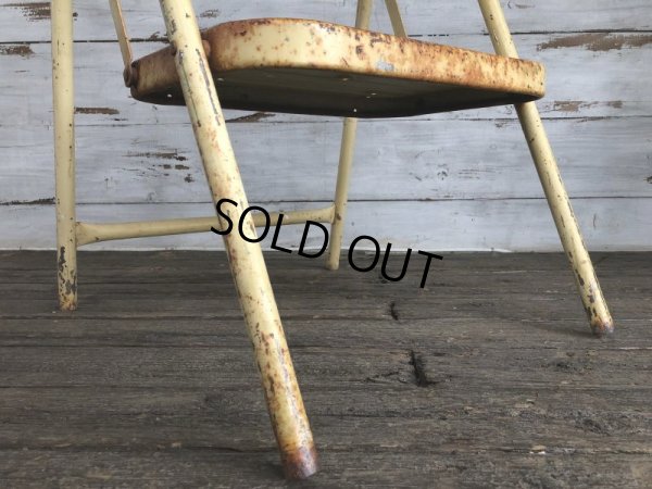 画像8: Vintage Folding Step Stool Chair Yellow (J255)  