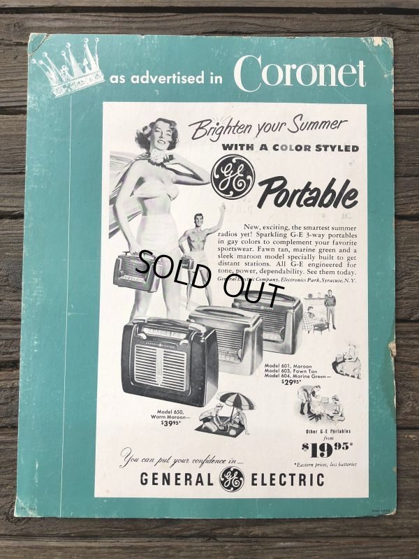 画像11: Vintage GE Portable Radio Card Board Sign (J264)