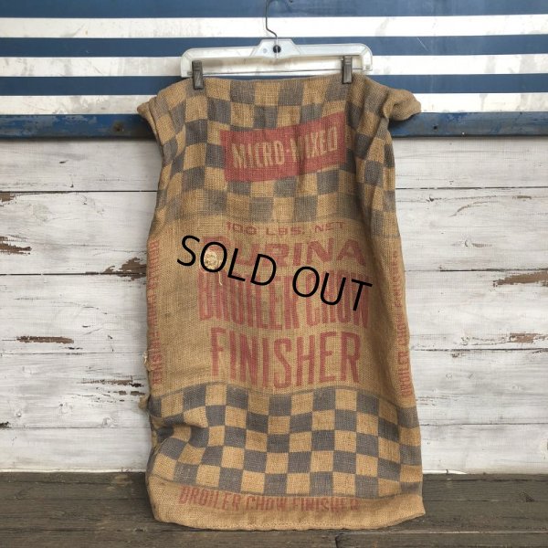 画像1: Vintage PURINA BROILER CHOW FINISHER 49 Burlap Bag 100 LBS (J289)