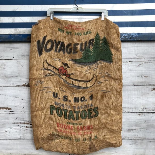 画像1: Vintage Voyageur Potato Burlap Bag 100 LBS (J290)