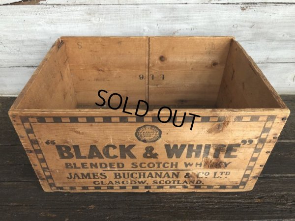 画像4: Vintage Black & White Scotch Whisky  Wooden Crate (J323)