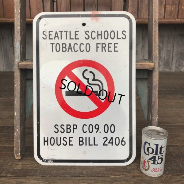 画像1: Vintage Road Sign Seattle Schools Tobacco Free No Smoking (J329)  