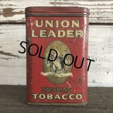 Vintage UNION LEADER Tabacco Pocket Tin Can (J340)    