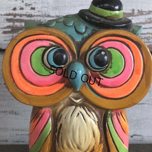 画像6: Vintage Coin Bank Psychedelic Hippie Owl (J383)  