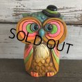 Vintage Coin Bank Psychedelic Hippie Owl (J383)  