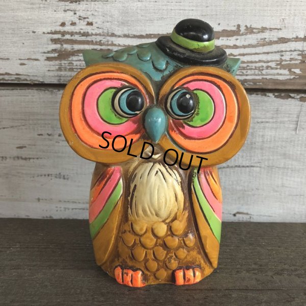 画像1: Vintage Coin Bank Psychedelic Hippie Owl (J383)  