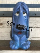 Vintage NY Vinyl Plastic Bank Basset hound Blue (J379)  